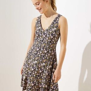 Loft Flower Print Midi Dress